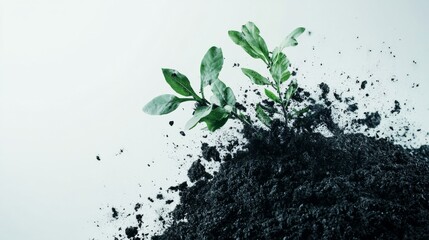 Naklejka premium Toxic fertilizer harming soil and crops. Featuring weak plants and poor soil quality