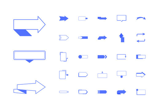 Blue Minimalist Directional Arrows Box Infographic Design Set