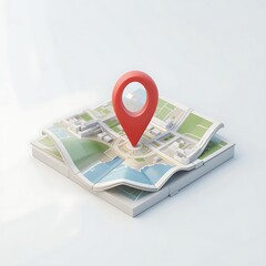 Red Map Pin on City Map 3d Render Illustration