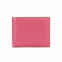 Pink leather wallet isolated on white background  front view