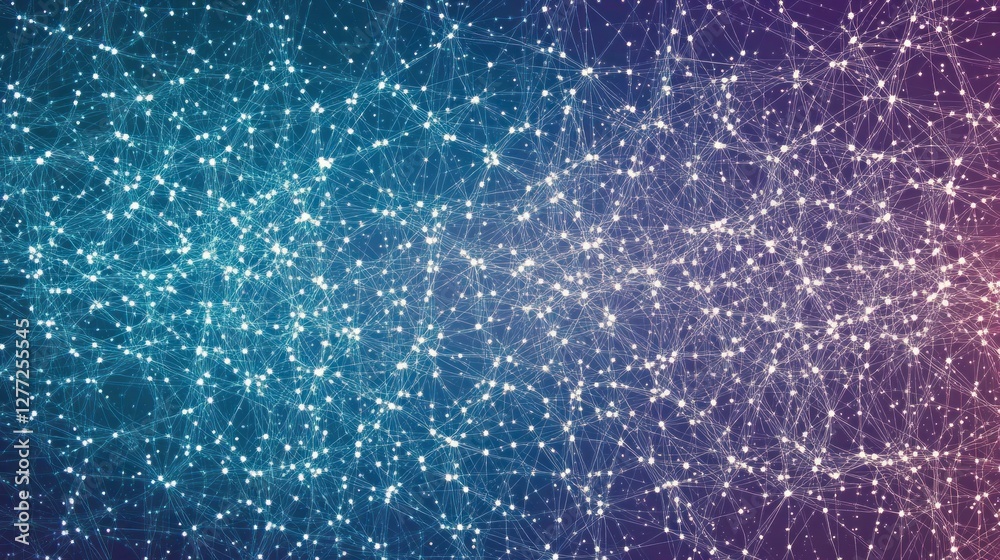 Poster abstract network connection background with glowing dots and lines.