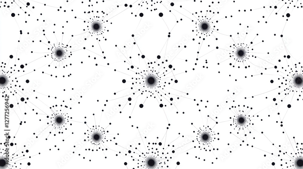 Poster abstract network connection graphic showing nodes and lines.