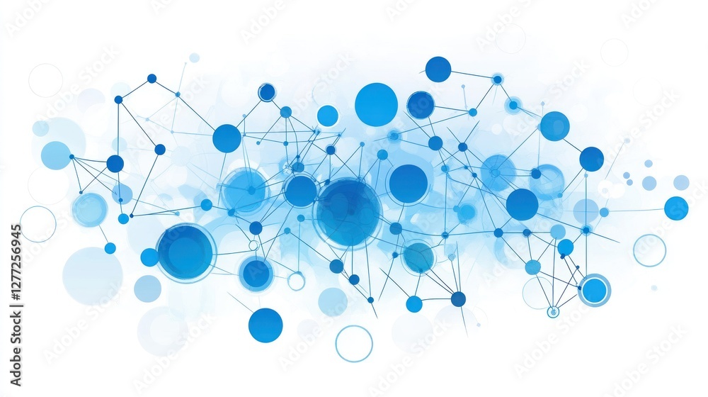 Leinwandbilder abstract network connection graphic with blue nodes and lines on white background.