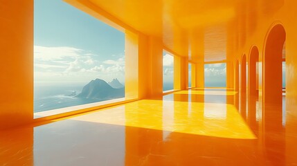 palace interior illuminated by yellow water high resolution hd background