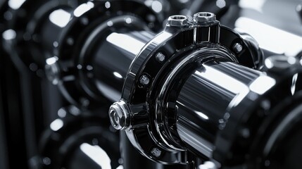 Fototapeta premium Close-Up of Industrial Pipe Fittings in Modern Machinery Setup