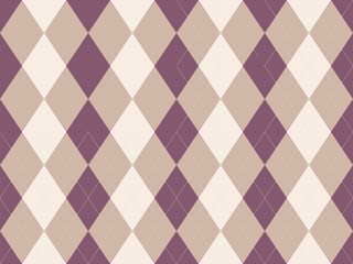 Elegant argyle pattern in muted mauve, beige, and cream.  Subtle texture and classic design ideal for backgrounds, textiles, or website design.  Evokes sophistication and timeless style.