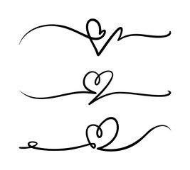 Collection of waving line art forming a love symbol on a plain white background