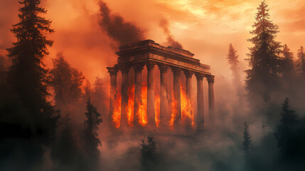 Fototapeta premium majestic temple ancient columns ruined