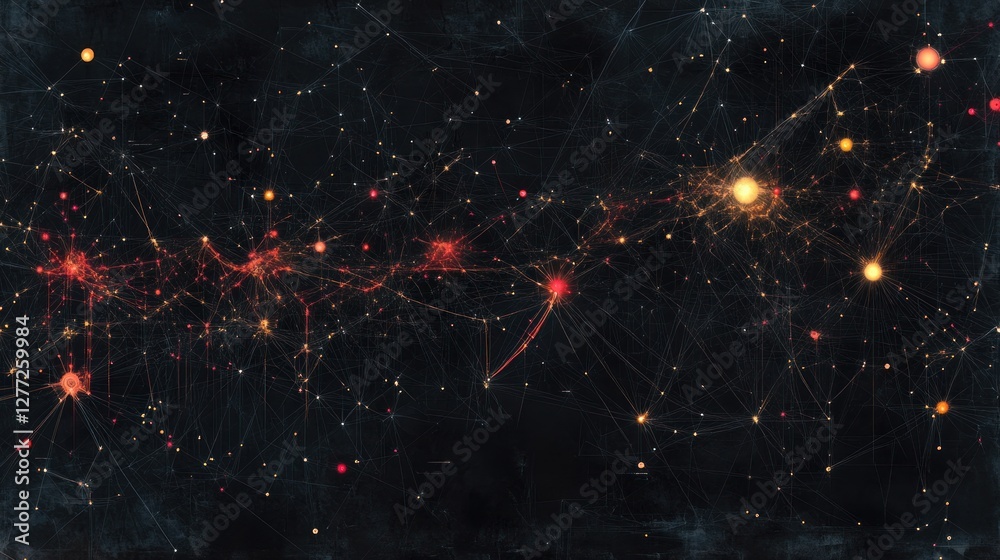 Aufkleber abstract network of interconnected nodes and lines, resembling a constellation or neural network.