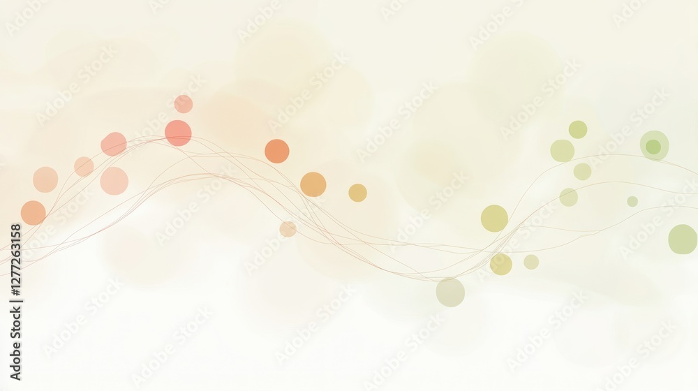Aufkleber Abstract pastel background with flowing lines and soft dots.