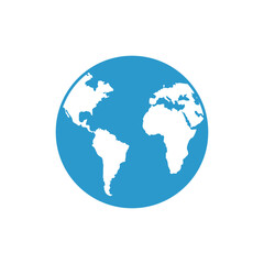 Fototapeta premium Concept of Earth planet. Simple flat vector illustration in blue and white color on transparent background. 