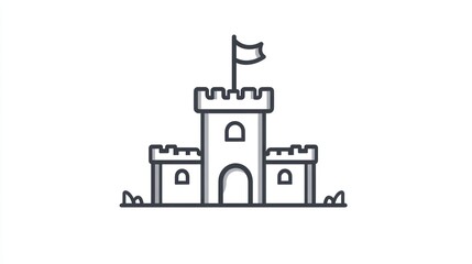 Naklejka premium Simple castle illustration, white background