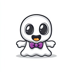Obraz premium Cute cartoon ghost wearing a bow tie.