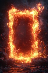 Fiery portal surrounded by smoky atmosphere evoking a sense of mystery and adventure during a night setting