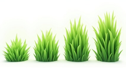 Growing Green Grass Tufts Stages of Growth Nature Spring 3D Render