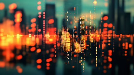 Abstract city lights, data visualization, urban scene, background image, suitable for digital design