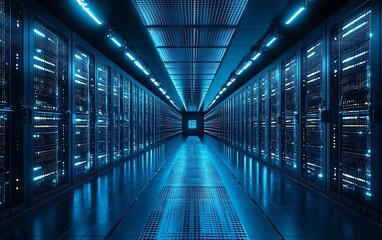 Fototapeta premium Cybersecurity with data protection and access control, secure digital vaults, hightech encryption, advanced access management, AIpowered security systems, modern cyber defense
