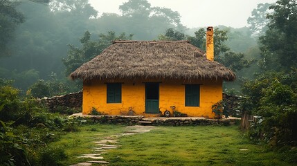 rural house with thatched roofing high resolution hd picture