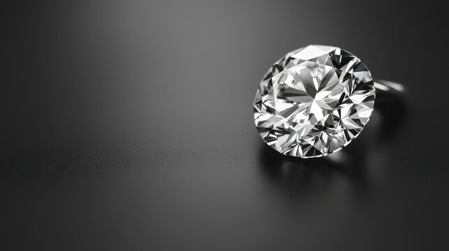 ngle diamond ring elegantly placed on a reflective black surface, showcasing its brilliance and clarity.