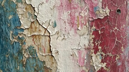 Fototapeta premium Weathered Paint Texture on Wooden Surface with Cracked Pattern