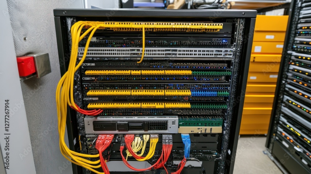 Poster Server rack cables data center network infrastructure