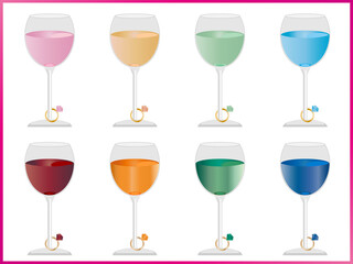 ワイン■グラスワインのイラストセット