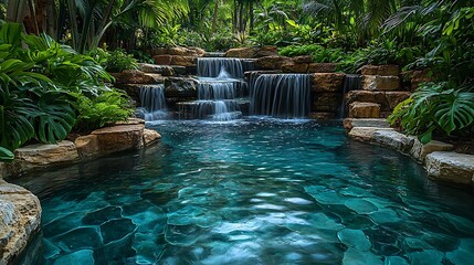 Naklejka premium Tropical waterfall oasis