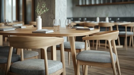 Modern Dining Area with Elegant Table and Wooden Chairs