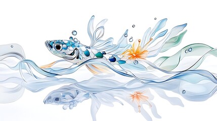 Graceful aquatic glass art