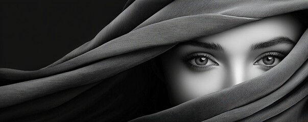 Collection of black and white close-up headshot model fashion advertising banner and background © Stock_Photo_Vector