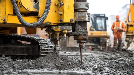 A geotechnical drilling rig extracting soil samples for construction analysis