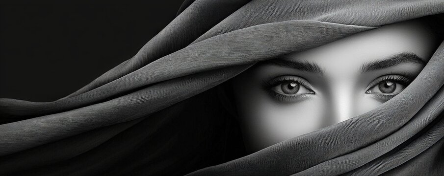 Collection of black and white close-up headshot model fashion advertising banner and background