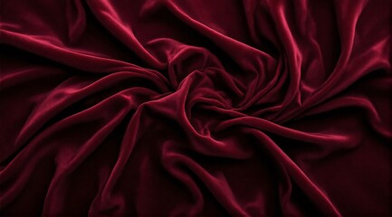 Obraz premium A close-up of ultra-soft velvet fabric in deep burgundy, showcasing its plush texture and smooth folds. Light and shadow enhance its luxurious sheen.
