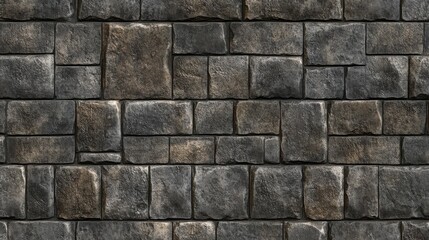 Dark Textured Stone Wall with Varied Sizes and Shapes of Stones