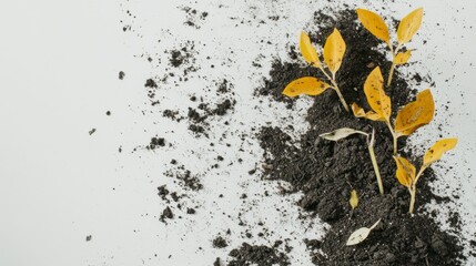 Toxic fertilizer ruining crop health and soil quality. Featuring stunted plants and cracked soil