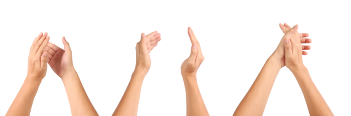 Celebrating achievement with group applause studio setting gesture photography bright environment close-up view positive emotion