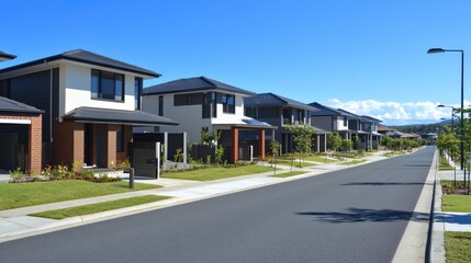 A suburban street with empty lots, showcasing the potential for residential development