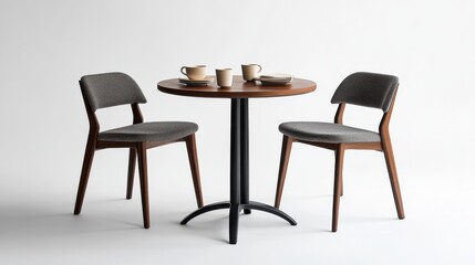 Modern Dining Table with Elegant Chairs and Tableware Design