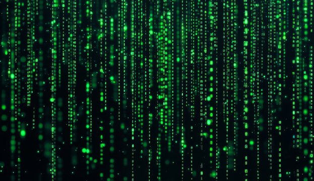 Digital code falling, dark background, vertical matrix effect