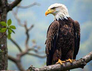 Eagle on a tree branch.