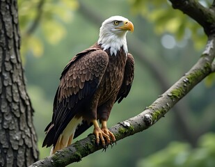 Obraz premium Eagle on a tree branch.