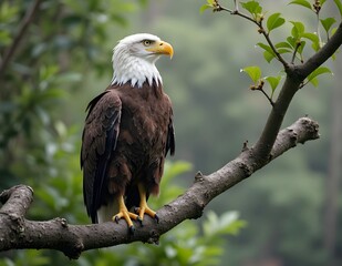 Eagle on a tree branch.