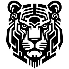 Silhouette of tiger robot head