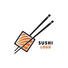 Japanese food sushi restaurant logo design vector illustration.