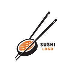 Japanese food sushi restaurant logo design vector illustration.