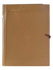 Aged cardboard vintage brown closed paper folder top view isolated