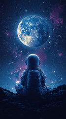 Journey Through the Cosmic Dream: An Astronaut's Adventure Under the Starlit Sky