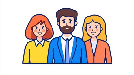 Fototapeta premium Smiling Diverse Business Team Pixel Art Illustration