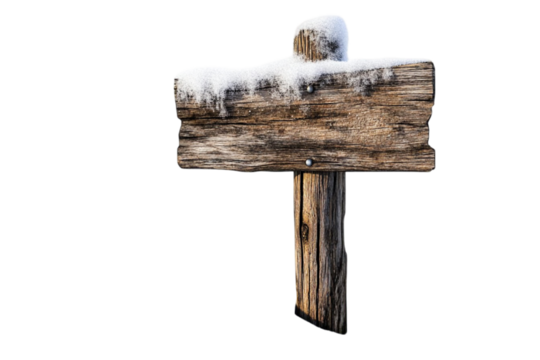 Snowy Wooden Signpost Winter Wonderland Blank Message Rustic Charm