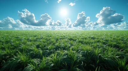 Obraz premium Lush Green Field Under Sunny Sky